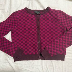 Wild Fable Burgundy Checkered Cardigan